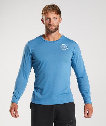 Gymshark Legacy Long Sleeve Herr Blå | SE 3651NWY